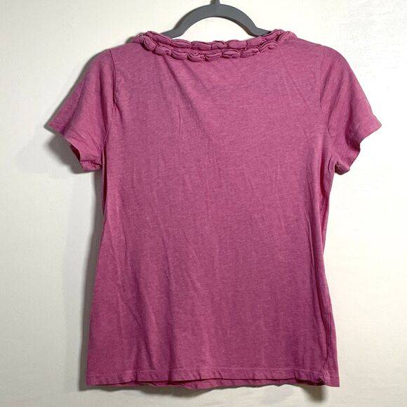 Talbots Women's Pink 100% Pima Cotton T-Shirt Gathered Neckline Tee Sz Medium P - Picture 3 of 7